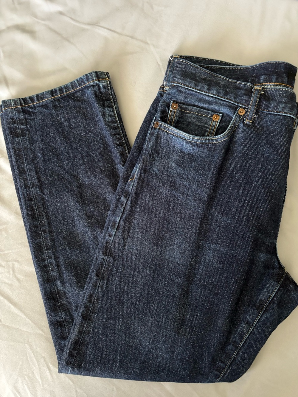 Uniqlo Men's Selvedge Straight Jeans in Dark Indigo